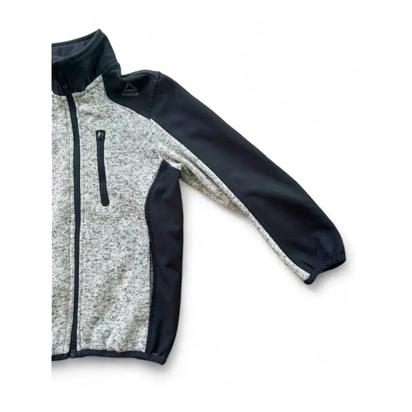 Reebok Boys Full Zip Up Jacket Mock Neck Gray Charcoal Gray Pockets Size 5/6 - Picture 3 of 7